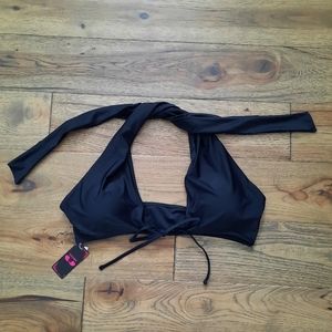 Shekini Tie Front Plus Size Halter Bikini Top